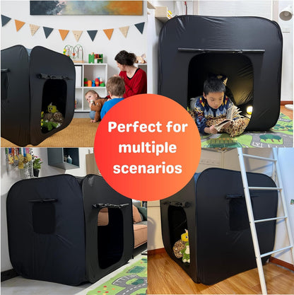 lukidoki Sensory Tent for Kids with Autism, ADHD, SPD|39" x39" x39" Portable Pop-up Blackout Play Tent