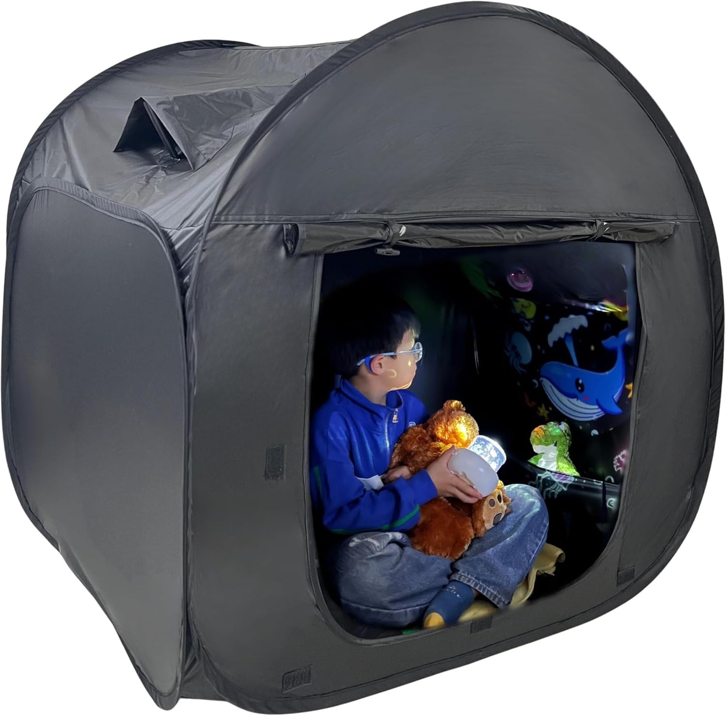 Upgraded Sensory Tent for Kids 35x35x35in- CPC Certified, Blackout Calm Corner for Children with Autism, ADHD, SPD