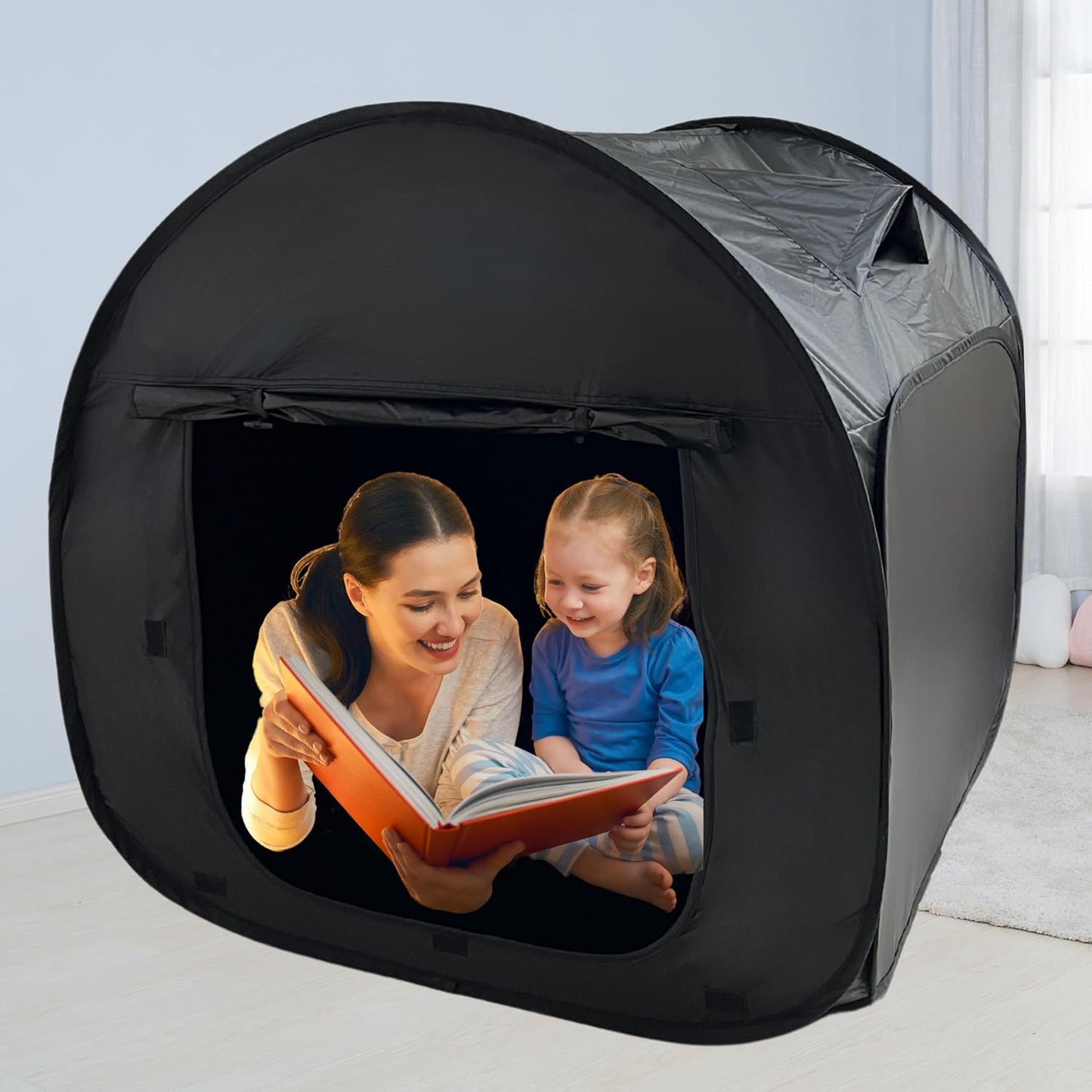 Upgraded Large Sensory Tent for Kids & Adults 47x47x47in- CPC Certified, Blackout Calm Corner for Kids with Autism, ADHD, SPD