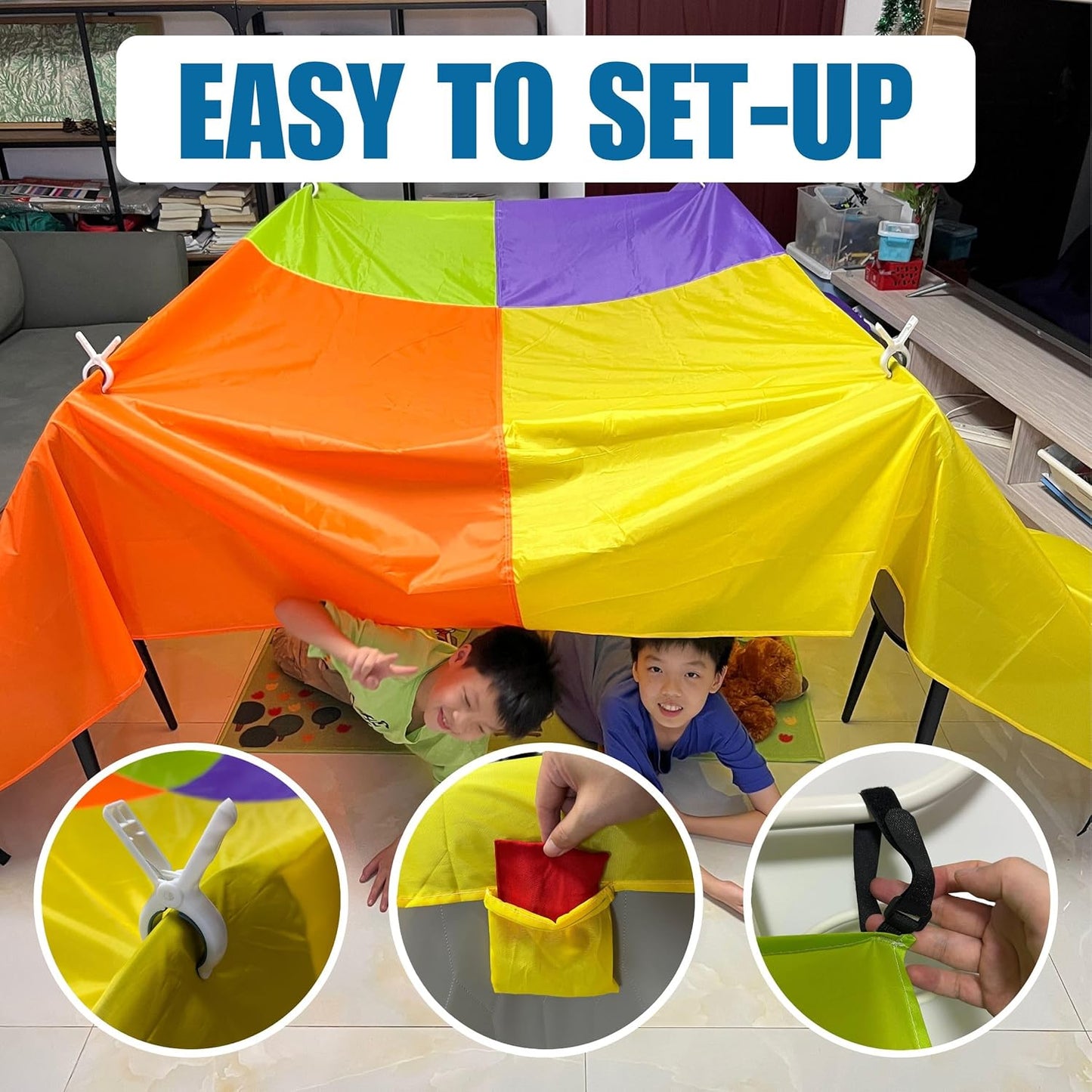 Blanket Fort Building Kit for Kids - Large Lightweight Blanket and Clips with CPC Certification