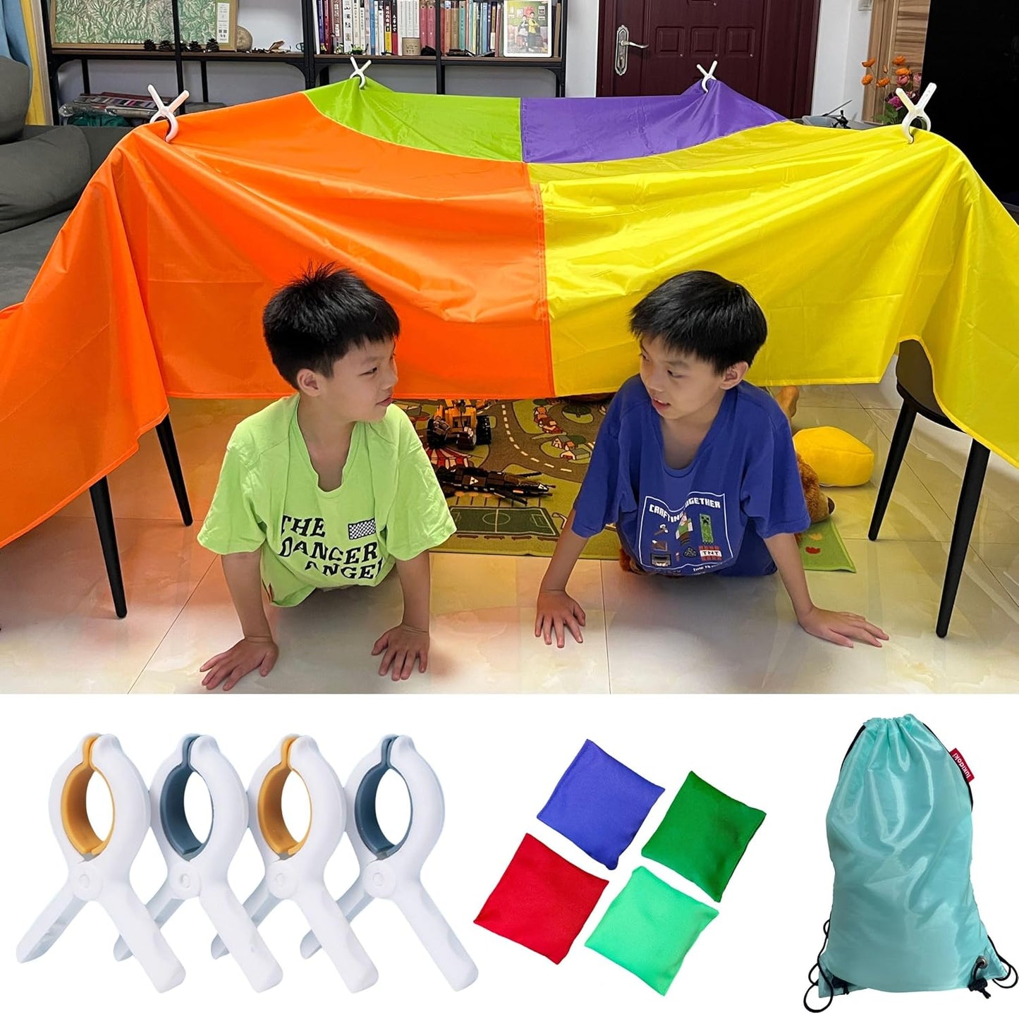 Blanket Fort Building Kit for Kids - Large Lightweight Blanket and Clips with CPC Certification