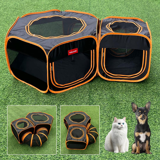 Small Portable 3-in-1 Pet Playpen with Tunnel – Durable, Lightweight, and Spacious for Cats & Small Dogs