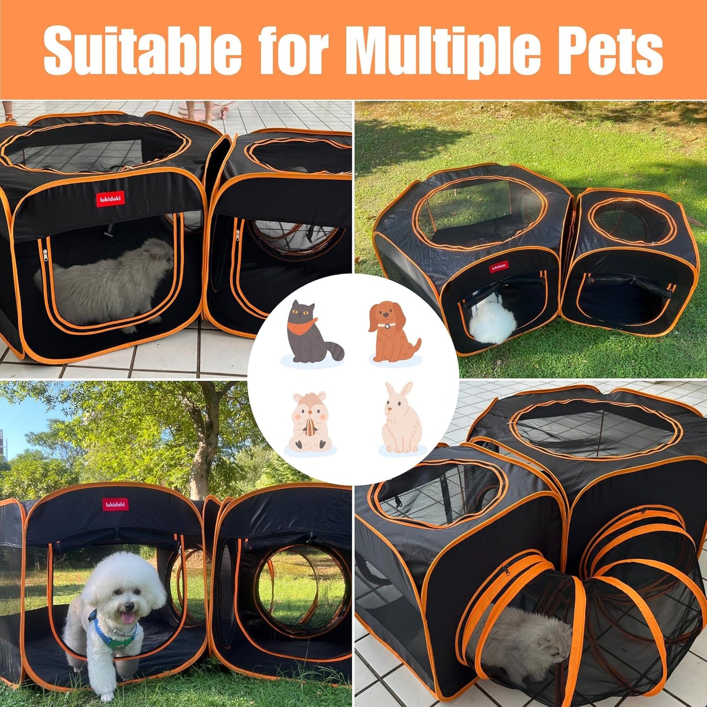 Small Portable 3-in-1 Pet Playpen with Tunnel – Durable, Lightweight, and Spacious for Cats & Small Dogs