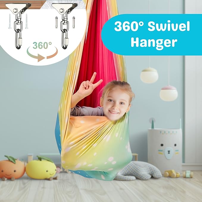 lukidoki 360° Swivel Sensory Swing - Indoor/Outdoor Hammock for Calmin