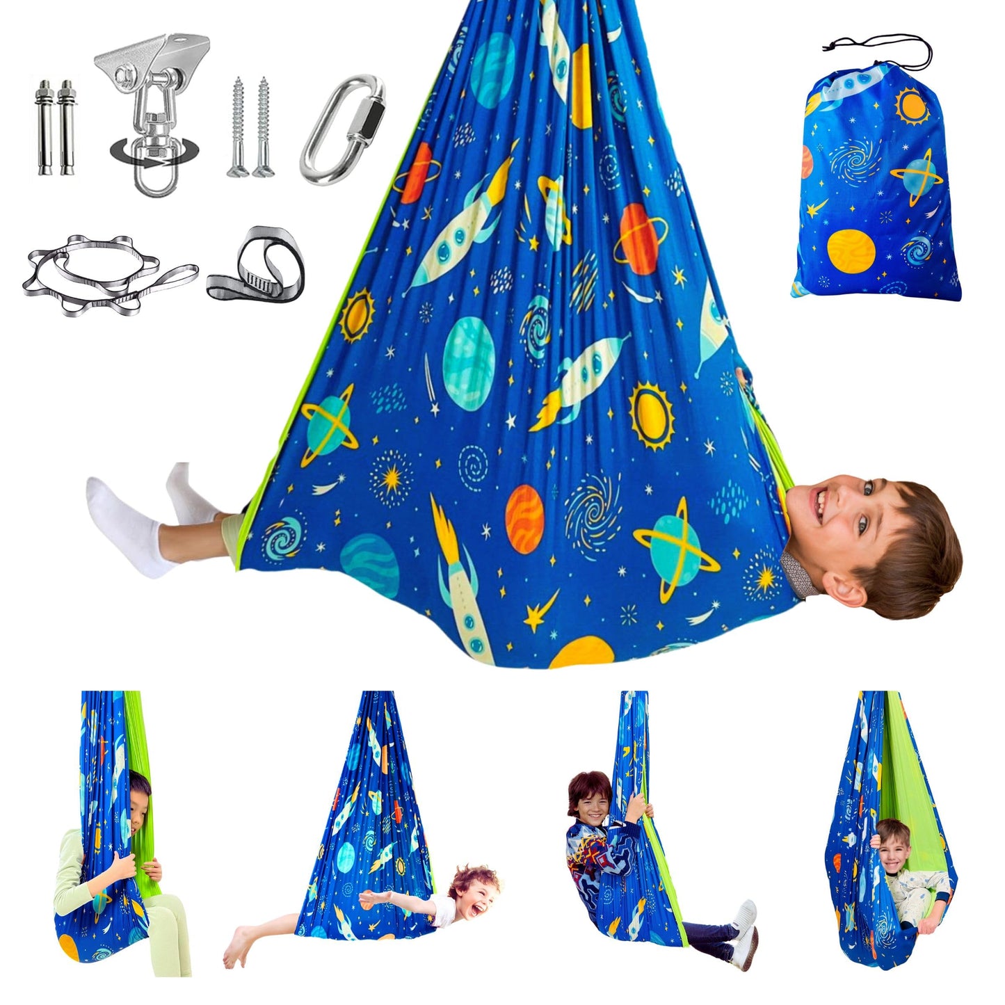 lukidoki 360° Swivel Sensory Swing - Indoor/Outdoor Hammock for Calming Compression Therapy, Perfect for Kids and Adults