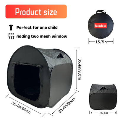 Upgraded Sensory Tent for Kids 35x35x35in- CPC Certified, Blackout Calm Corner for Children with Autism, ADHD, SPD