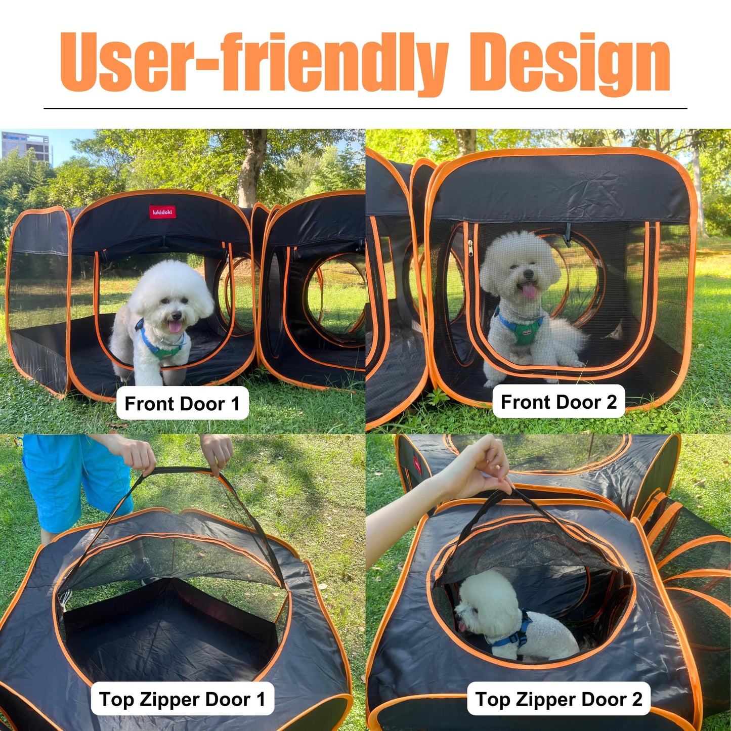 Portable Cat Dog Playpen Tent with Play Tunnel, Pop-up 3-in-1 Two-Room Pet Play House Tent, Foldable Pet Maternity Room for Puppy & Kitten, Condo for Small Animals Indoor Outdoor Play Tent