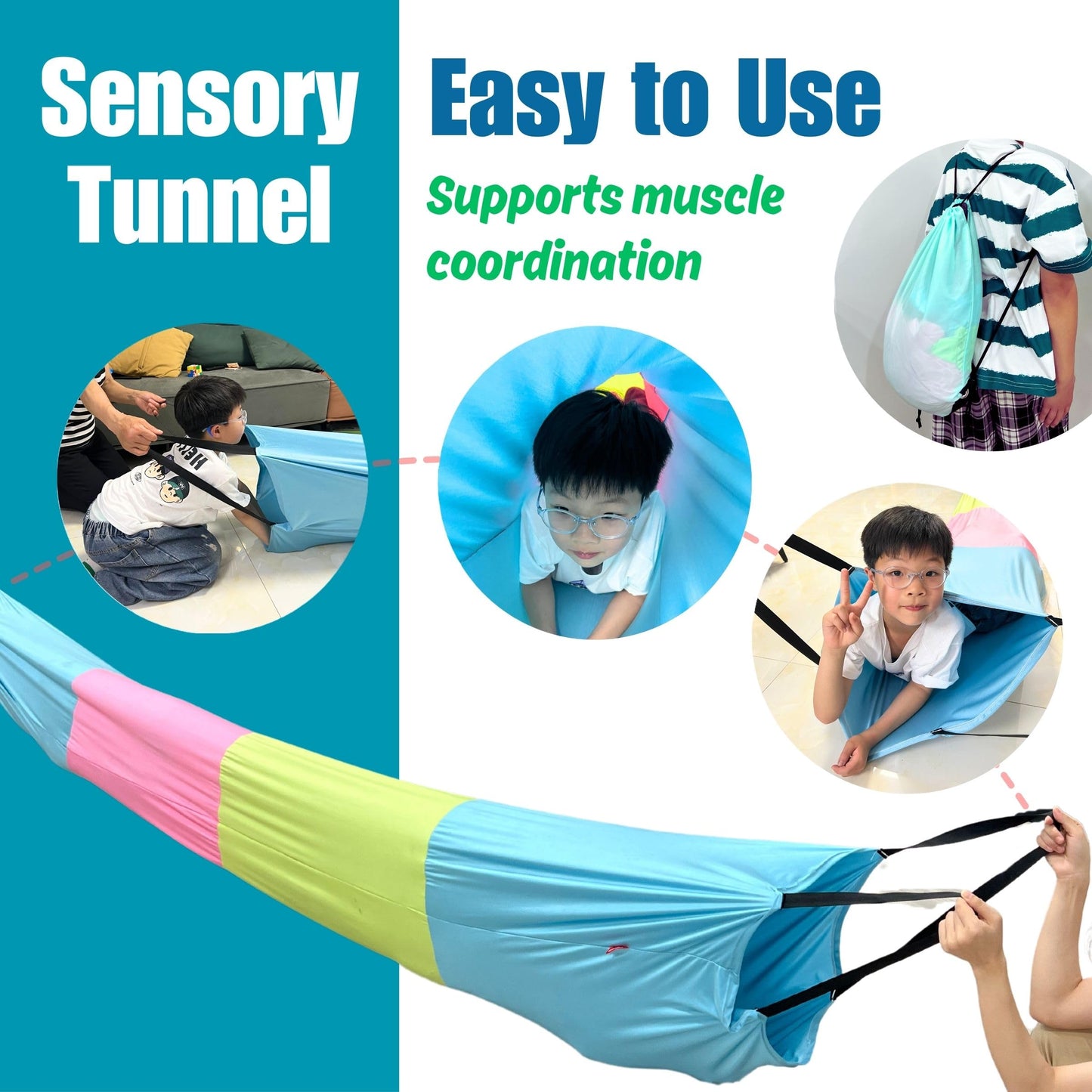 10-Foot Sensory Compression Tunnel for Calming Play – Enhance Motor Skills & Relaxation