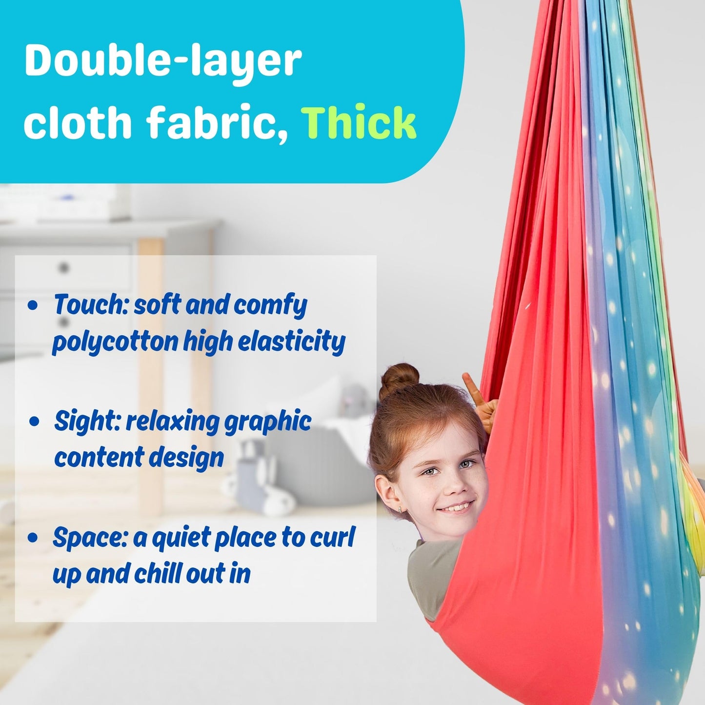 lukidoki 360° Swivel Sensory Swing - Indoor/Outdoor Hammock for Calming Compression Therapy, Perfect for Kids and Adults