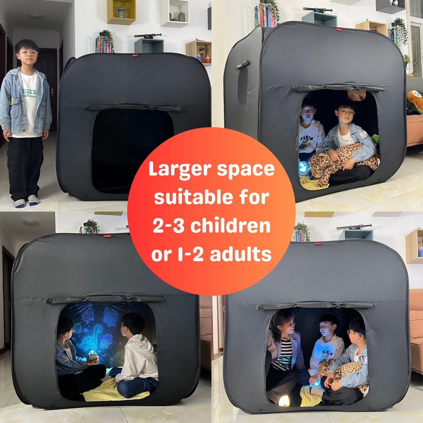 Upgraded Extra Large Sensory Tent for Kids 47x47x47in- CPC Certified, Blackout Calm Corner for Adults/ Children with Autism, ADHD, SPD