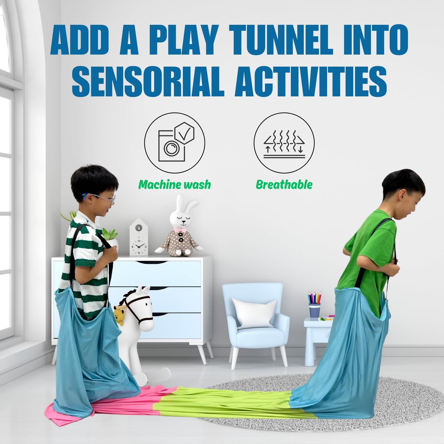 10-Foot Sensory Compression Tunnel for Calming Play – Enhance Motor Skills & Relaxation