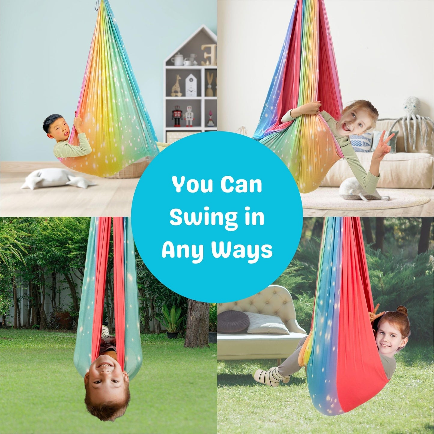 lukidoki 360° Swivel Sensory Swing - Indoor/Outdoor Hammock for Calming Compression Therapy, Perfect for Kids and Adults