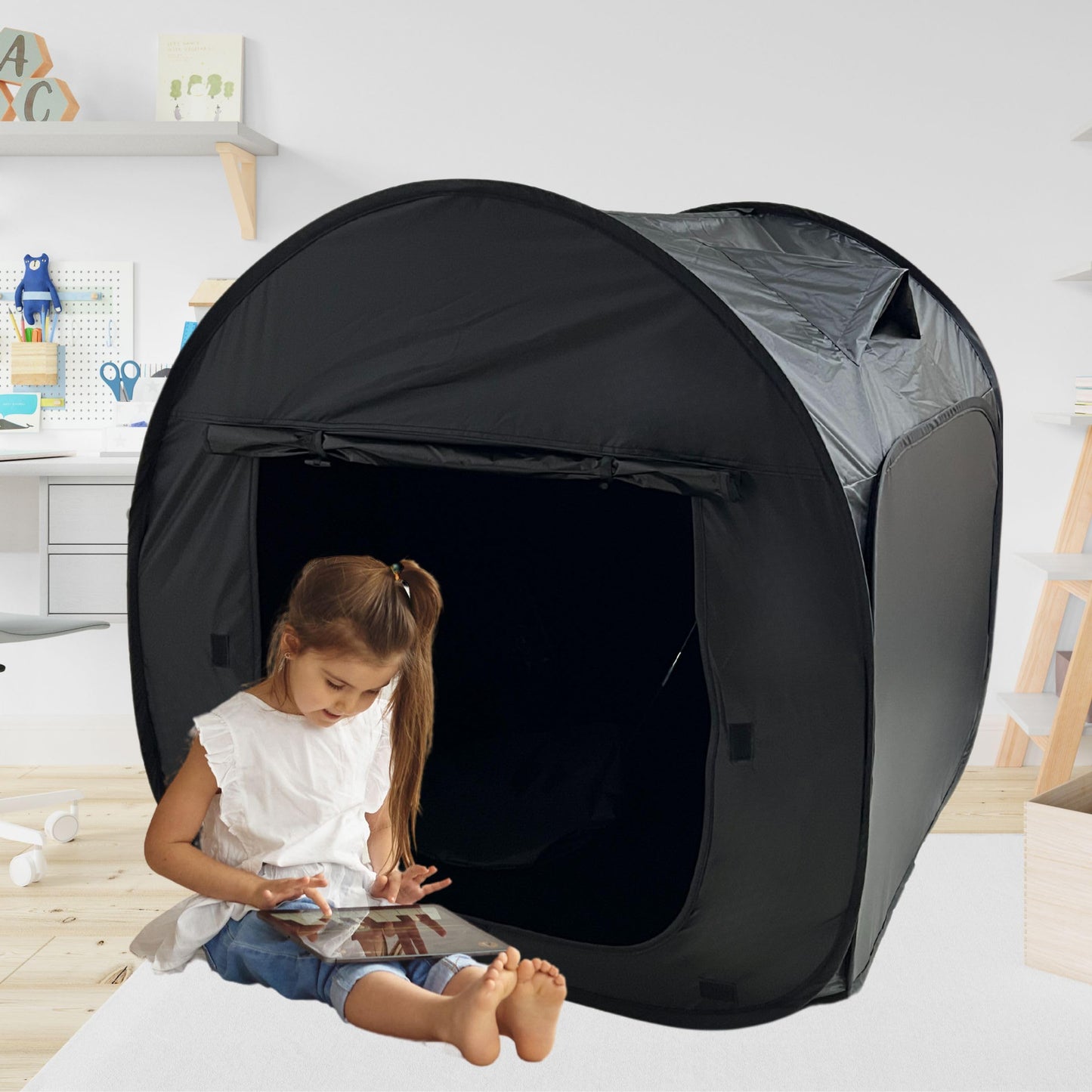 Upgraded Sensory Tent for Kids 35x35x35in- CPC Certified, Blackout Calm Corner for Children with Autism, ADHD, SPD