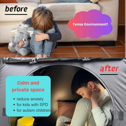 Sensory Tent for Kids 33.5x33.5x39.4 in- CPC Certified, Blackout Calm Corner for Children with Autism, ADHD, SPD